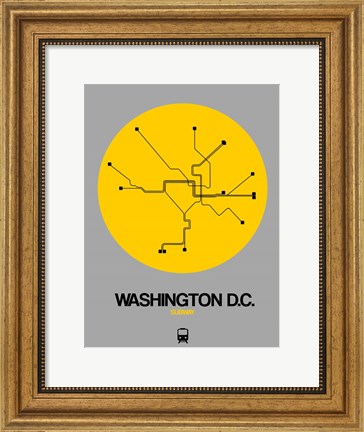 Framed Washington D.C. Yellow Subway Map Print