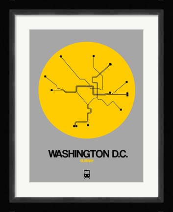 Framed Washington D.C. Yellow Subway Map Print