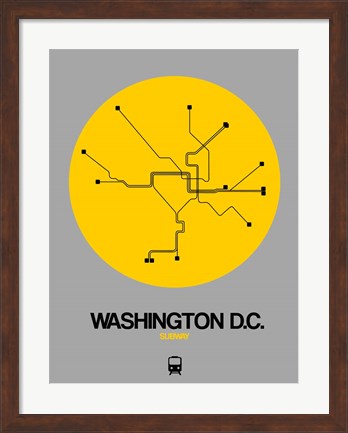 Framed Washington D.C. Yellow Subway Map Print