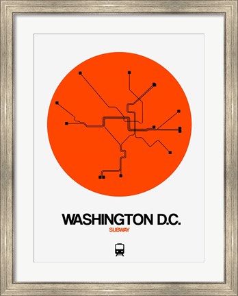 Framed Washington D.C. Orange Subway Map Print
