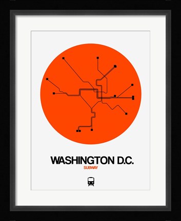 Framed Washington D.C. Orange Subway Map Print