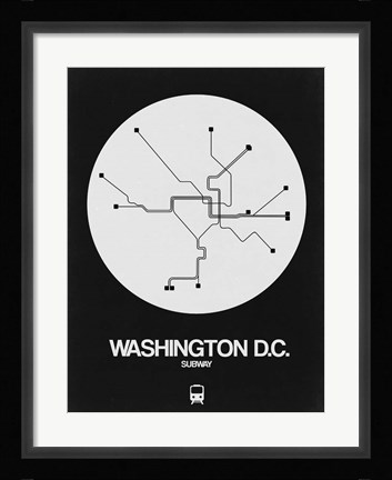 Framed Washington D.C. White Subway Map Print