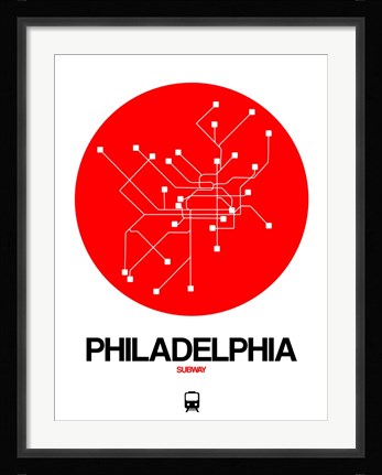 Framed Philadelphia Red Subway Map Print