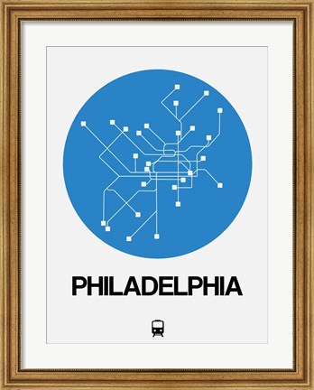 Framed Philadelphia Blue Subway Map Print