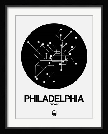 Framed Philadelphia Black Subway Map Print