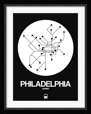 Framed Philadelphia White Subway Map Print