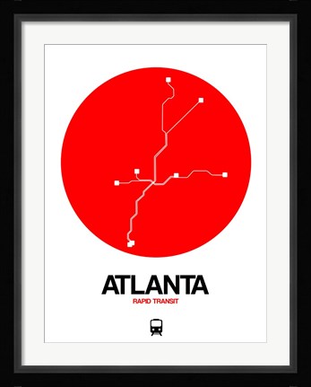 Framed Atlanta Red Subway Map Print