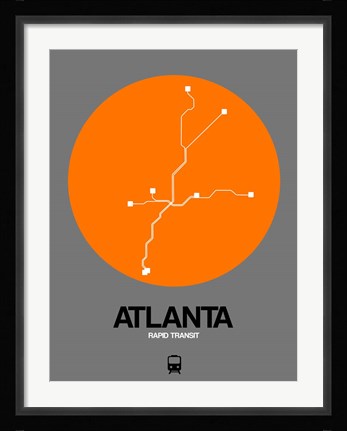Framed Atlanta Orange Subway Map Print