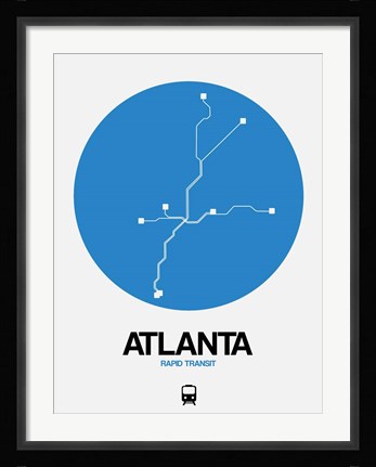 Framed Atlanta Blue Subway Map Print