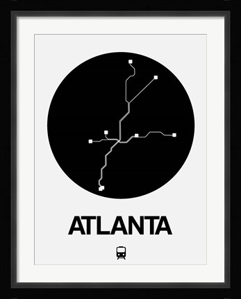 Framed Atlanta Black Subway Map Print