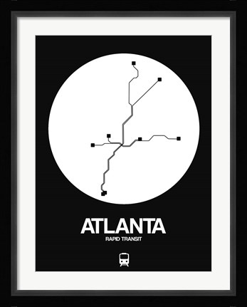 Framed Atlanta White Subway Map Print