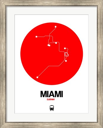 Framed Miami Red Subway Map Print