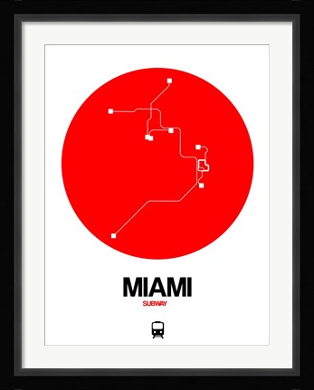 Framed Miami Red Subway Map Print