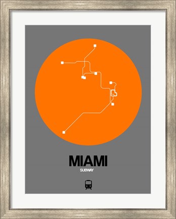 Framed Miami Orange Subway Map Print
