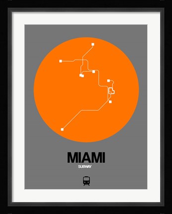 Framed Miami Orange Subway Map Print