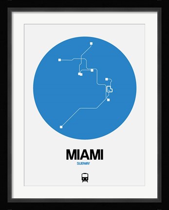 Framed Miami Blue Subway Map Print