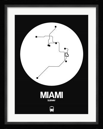 Framed Miami White Subway Map Print