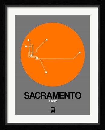 Framed Sacramento Orange Subway Map Print