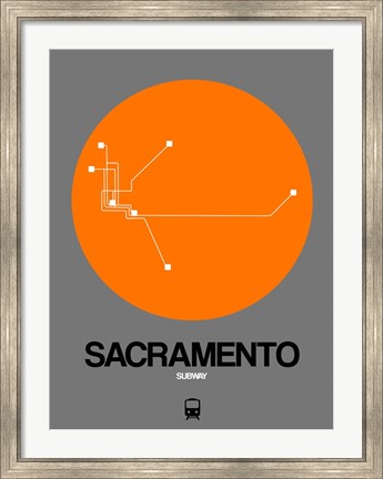 Framed Sacramento Orange Subway Map Print