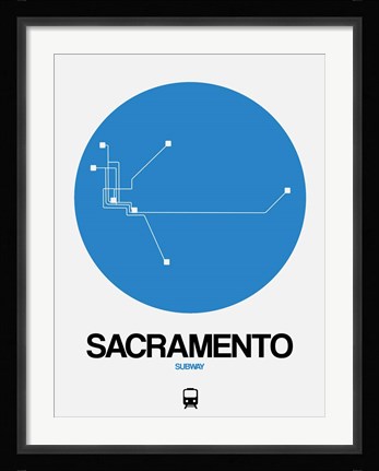 Framed Sacramento Blue Subway Map Print