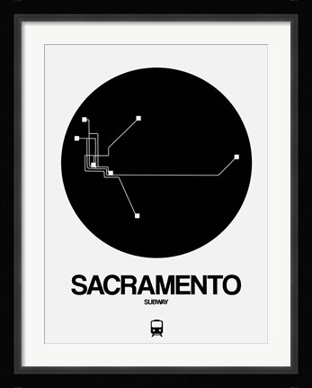 Framed Sacramento Black Subway Map Print