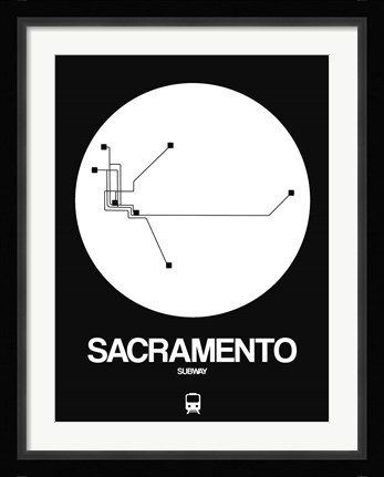 Framed Sacramento White Subway Map Print