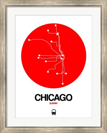 Framed Chicago Red Subway Map Print