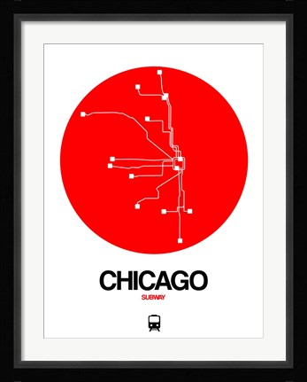 Framed Chicago Red Subway Map Print