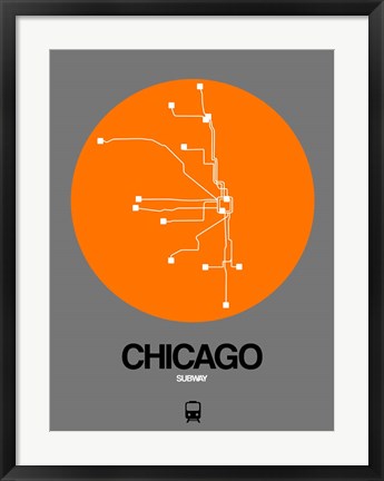 Framed Chicago Orange Subway Map Print