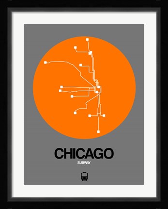 Framed Chicago Orange Subway Map Print