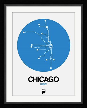 Framed Chicago Blue Subway Map Print