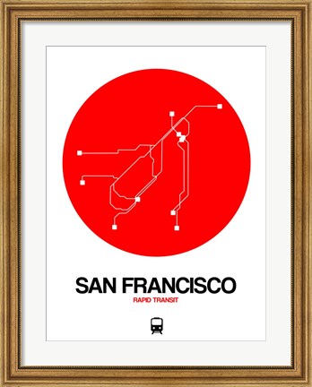 Framed San Francisco Red Subway Map Print
