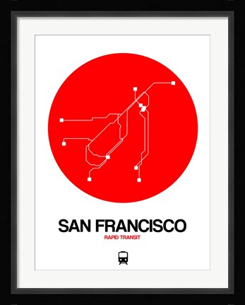 Framed San Francisco Red Subway Map Print