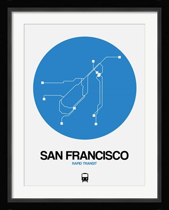Framed San Francisco Blue Subway Map Print