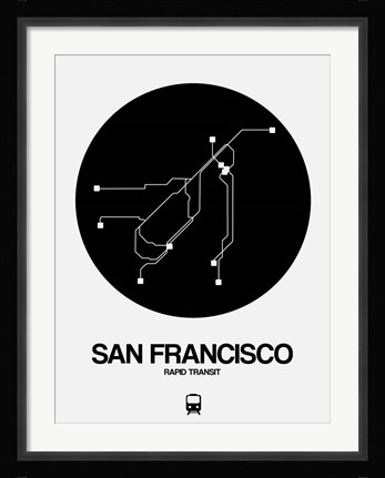 Framed San Francisco Black Subway Map Print
