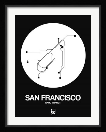 Framed San Francisco White Subway Map Print