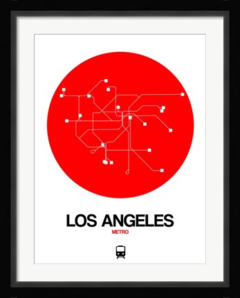 Framed Los Angeles Red Subway Map Print