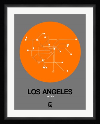 Framed Los Angeles Orange Subway Map Print