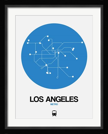 Framed Los Angeles Blue Subway Map Print