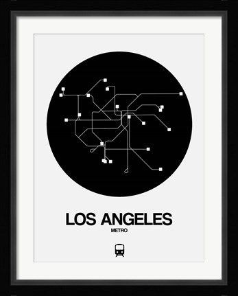 Framed Los Angeles Black Subway Map Print