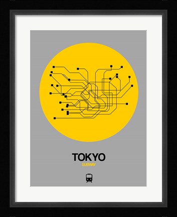 Framed Tokyo Yellow Subway Map Print