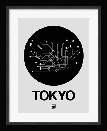 Framed Tokyo Black Subway Map Print
