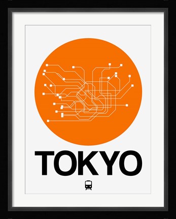 Framed Tokyo Orange Subway Map Print