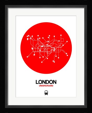 Framed London Red Subway Map Print