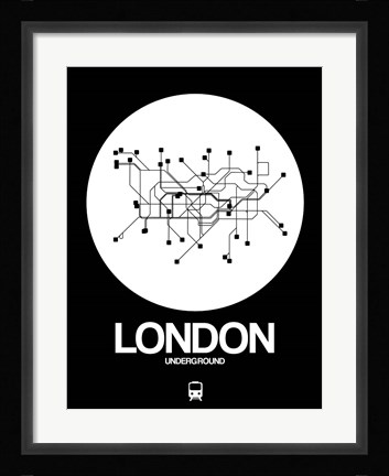 Framed London White Subway Map Print