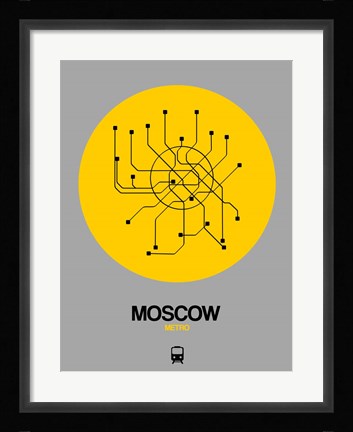 Framed Moscow Yellow Subway Map Print