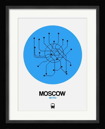 Framed Moscow Blue Subway Map Print