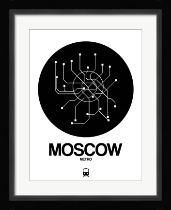 Framed Moscow Black Subway Map Print