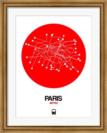 Framed Paris Red Subway Map Print