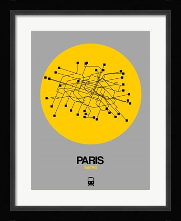 Framed Paris Yellow Subway Map Print